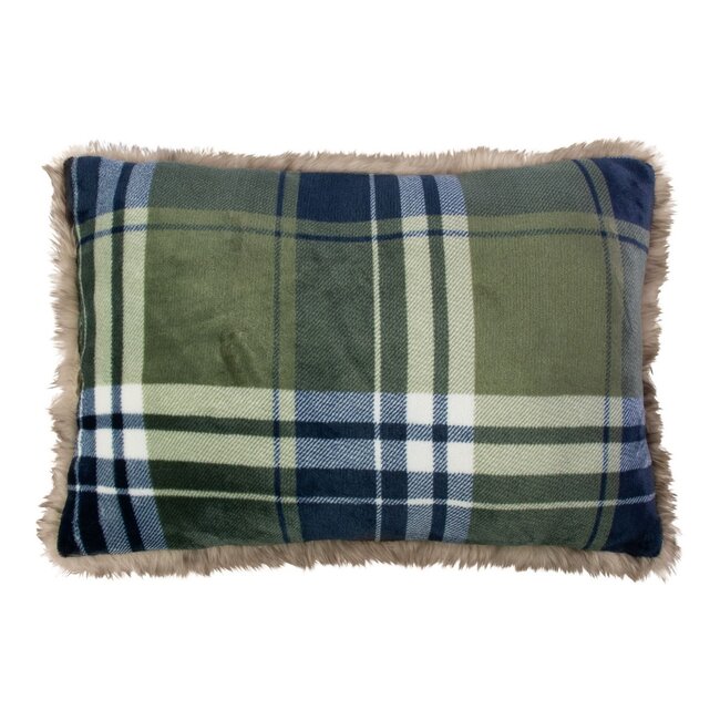Mars & More Kussen faux fur ruit groen 40x60 cm