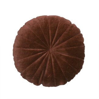 Linen & More Flower kussen bruin dia40x10cm