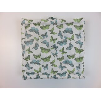 Linen & More Butterfly stoelkussen blauw 40x40cm+8cm