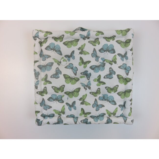 Linen & More Butterfly stoelkussen blauw 40x40cm+8cm
