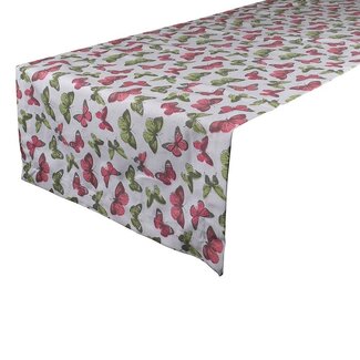 Linen & More Butterfly Strawber Tafelloper multi/rood 50x140cm