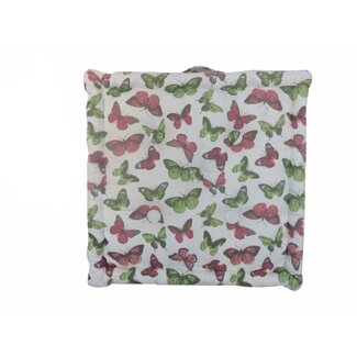 Linen & More Butterfly Stripe stoelkussen roze groen 40x40cm+8cm