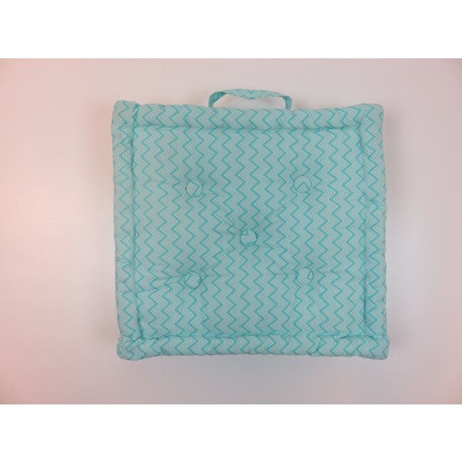 Linen & More Fine Zigzag stoelkussen blauw 40x40cm+8cm