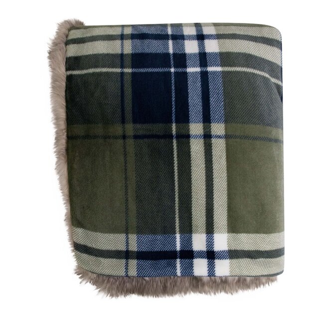 Mars & More Plaid ruit faux fur groen 130x170cm