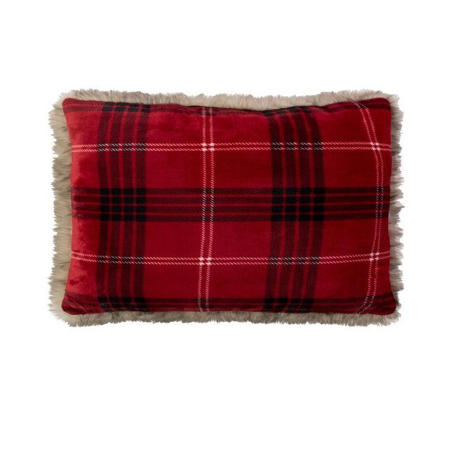 Mars & More Kussen faux fur ruit rood 40x60 cm