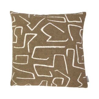 Linen & More Roy chenille jaquard kussen taupe 45x45cm