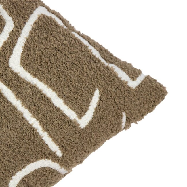 Linen & More Roy chenille jaquard kussen taupe 45x45cm