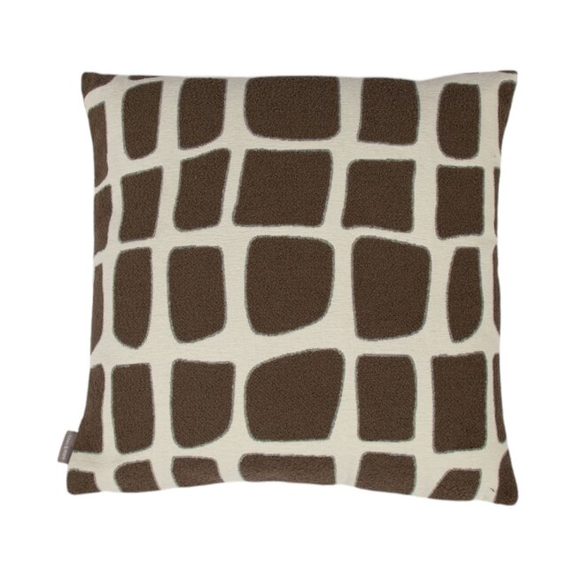 Linen & More Doby chenille jaquard kussen taupe 45x45cm