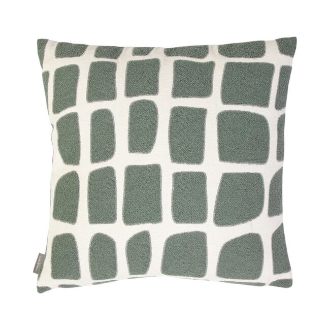 Linen & More Doby chenille jaquard kussen thijm groen 45x45cm