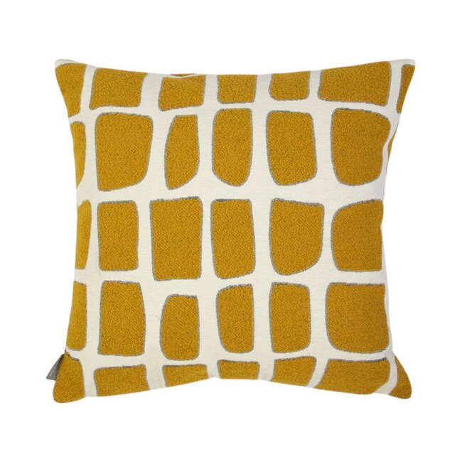 Linen & More Doby chenille jaquard kussen homing geel 45x45cm