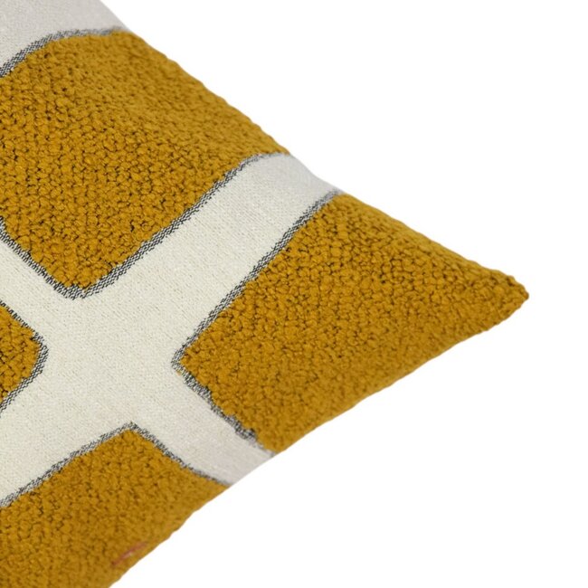 Linen & More Doby chenille jaquard kussen homing geel 45x45cm