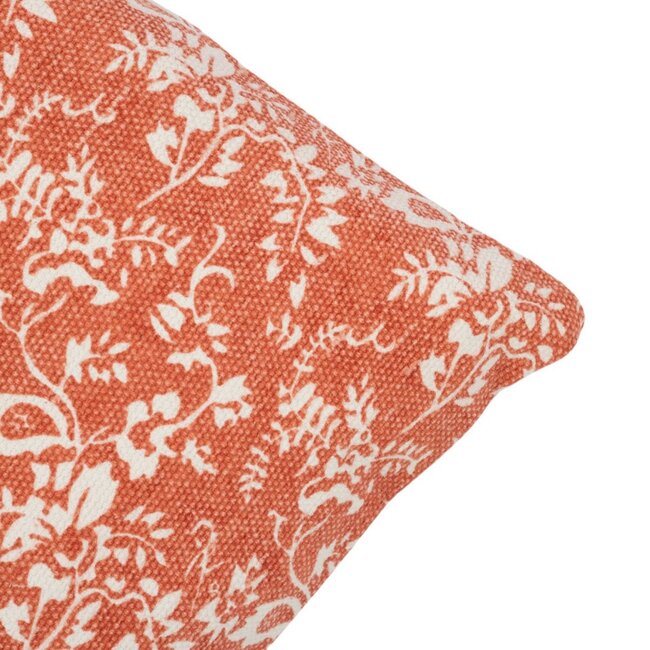 Linen & More Bloementuin oranje kussen 45x45 cm