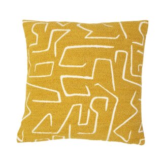 Linen & More Roy chenille jaquard kussen honing geel 45x45cm