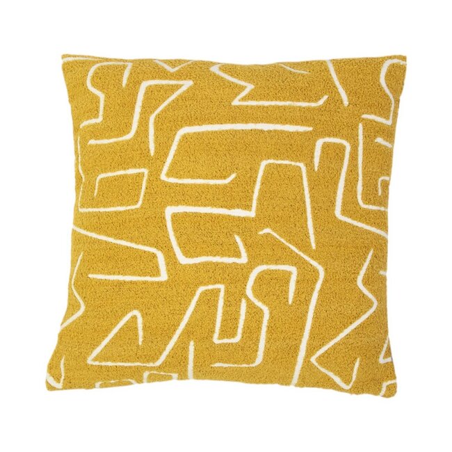 Linen & More Roy chenille jaquard kussen honing geel 45x45cm