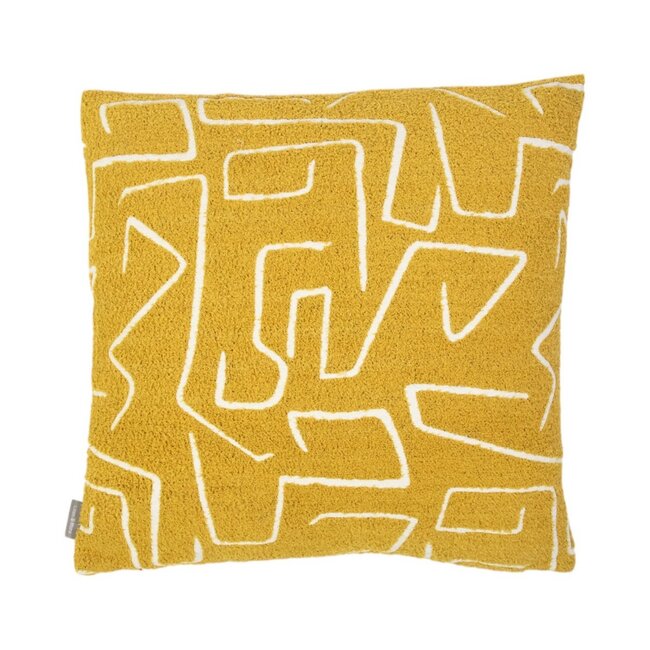 Linen & More Roy chenille jaquard kussen honing geel 45x45cm