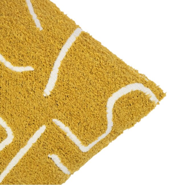 Linen & More Roy chenille jaquard kussen honing geel 45x45cm