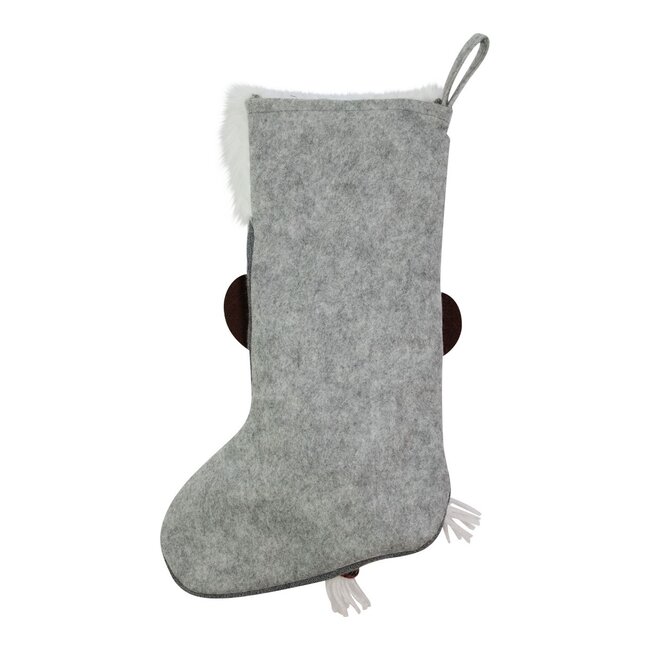 Linen & More Gebreide Rudolf 2  kerstlaars grijs 25x46 cm