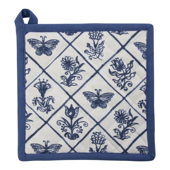 Linen & More Delfts blauw Pannenlap Onderzetter 20x20cm