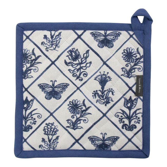 Linen & More Delfts blauw Pannenlap Onderzetter 20x20cm