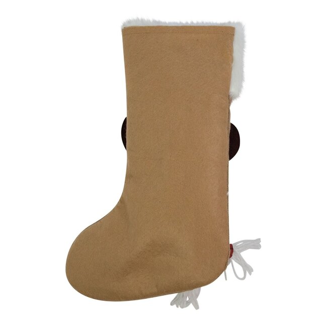 Linen & More Gebreide Rudolf2   kerstlaars beige 25x46 cm