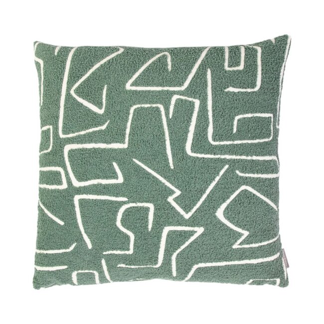 Linen & More Roy chenille jaquard kussen thijm groen 45x45cm