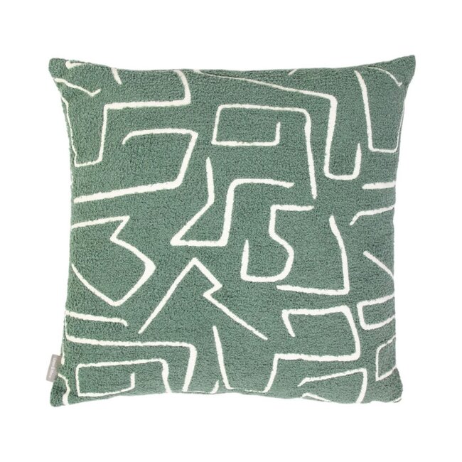 Linen & More Roy chenille jaquard kussen thijm groen 45x45cm