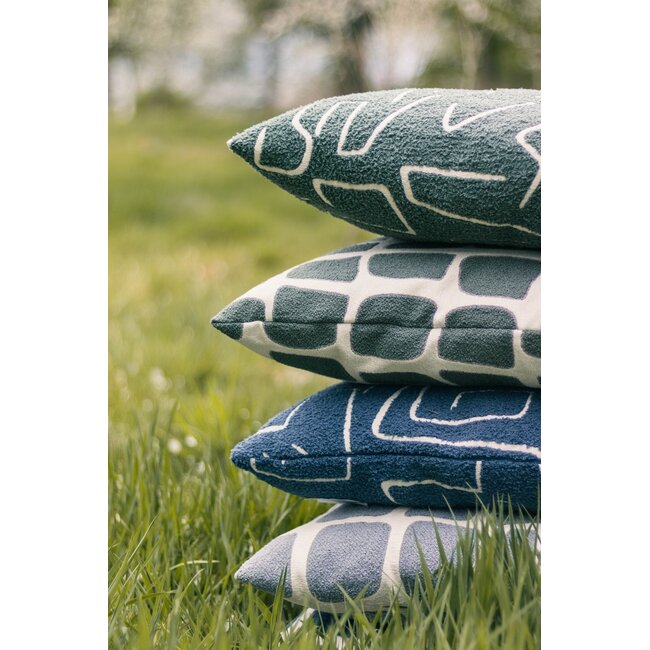 Linen & More Roy chenille jaquard kussen thijm groen 45x45cm