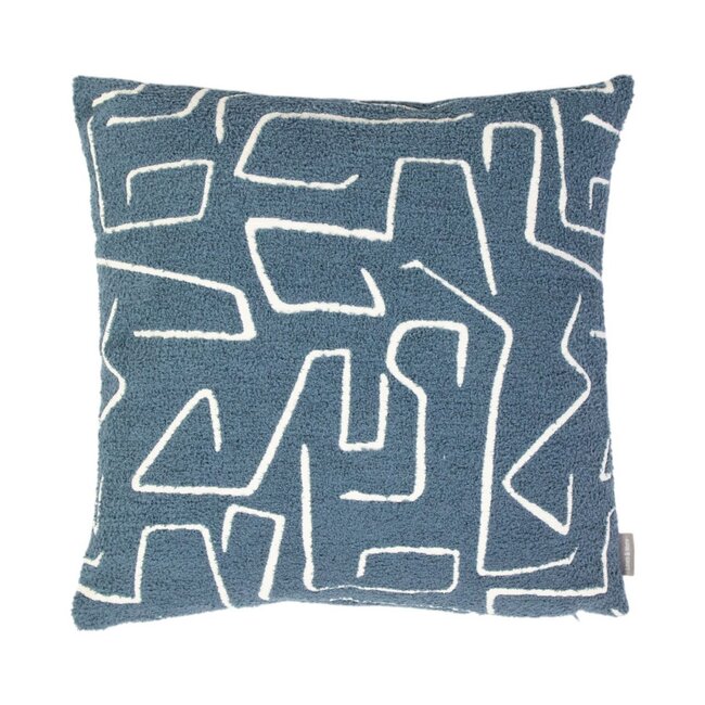 Linen & More Roy chenille jaquard kussen ijsblauw 45x45cm