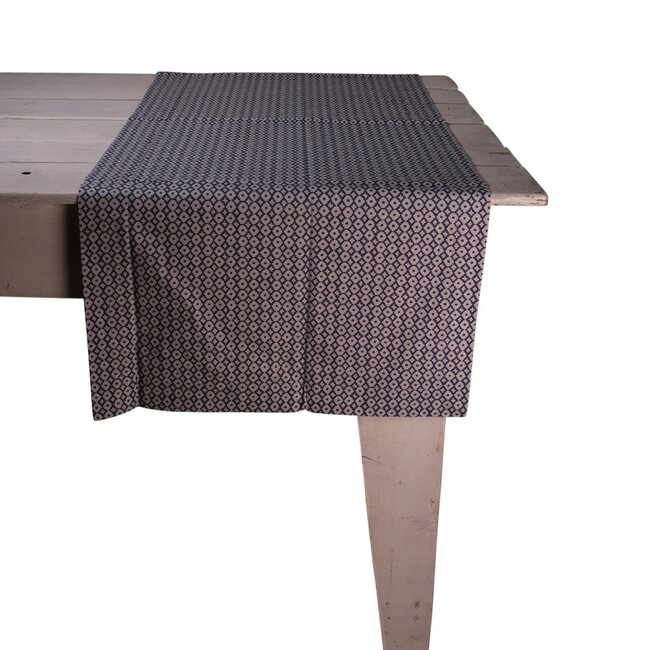 Linen & More Graphic Dot Tafelloper blauw 50x140cm