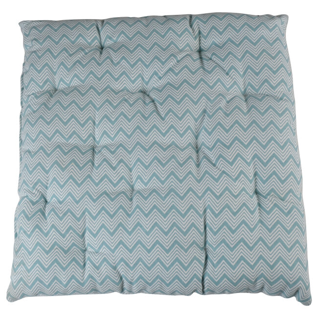 Linen & More Fine Zigzag stoelkussen blauw 40x40cm+5cm