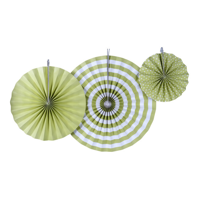 Linen & More Paper Celery Green Fan Set of 3