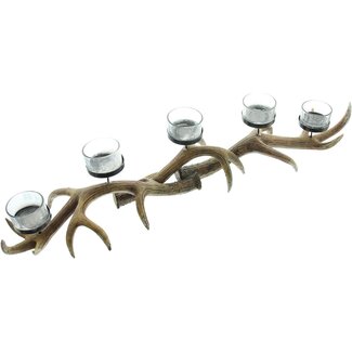 Dream-Living Gewei Kandelaar met 5 Glazen – ca. 60 × 11 × 13 cm