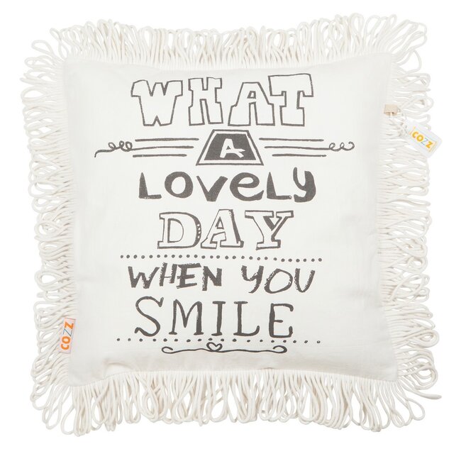 Linen & More Britt Cozz kussen gebroken wit 50x50cm
