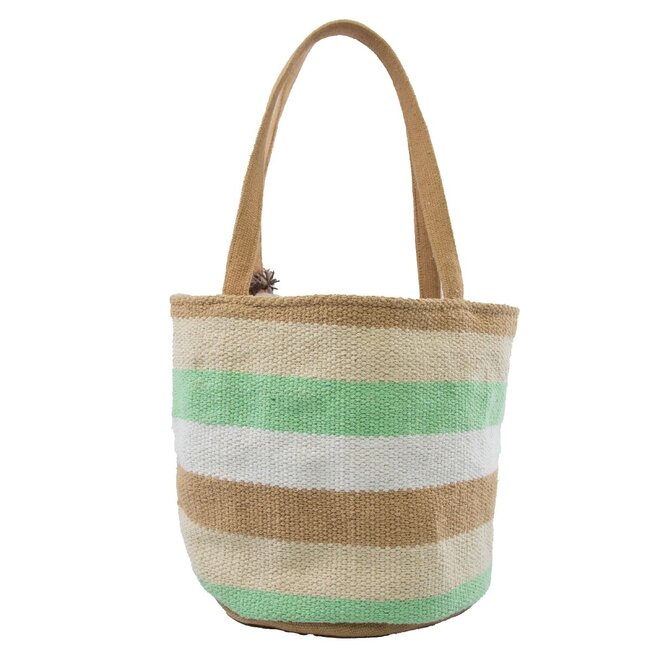 Linen & More Basket streep beige blauw h38 d38