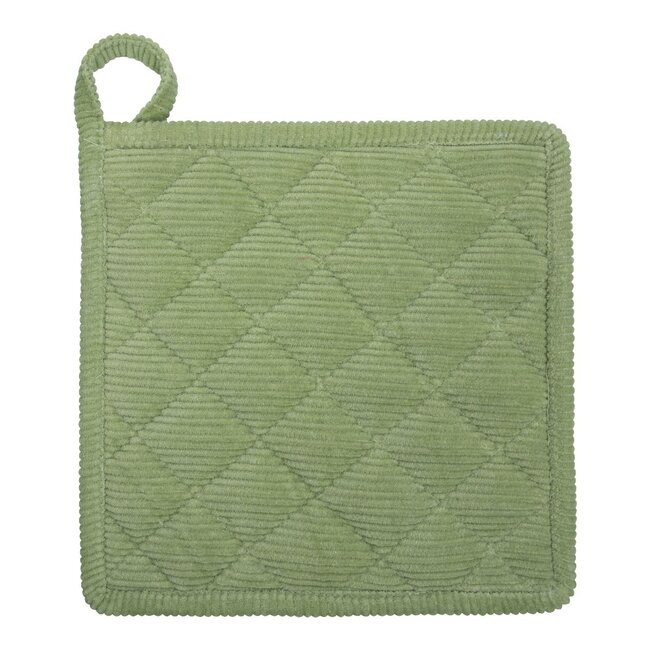 Linen & More Corduroy pannenlap groen 20x20cm