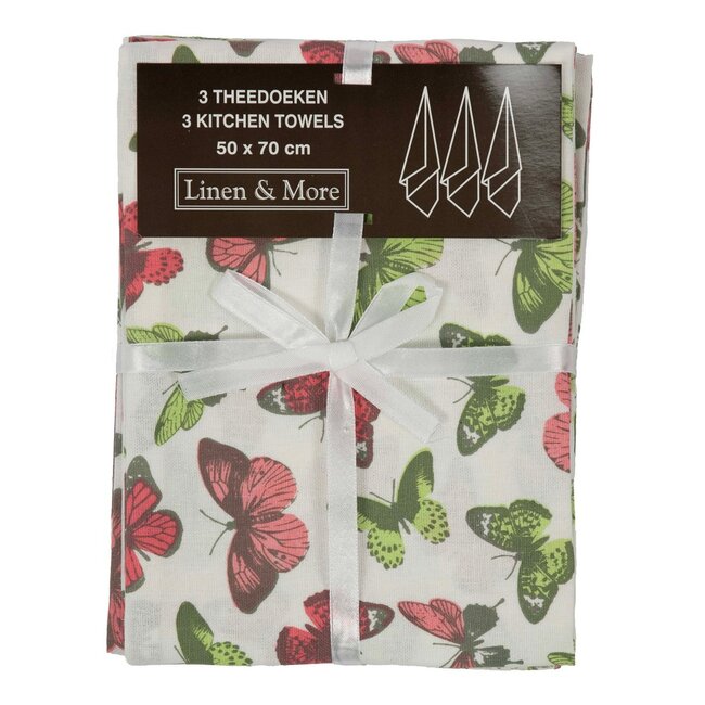 Linen & More Teatowel Butterfly set of 3 St 50x70