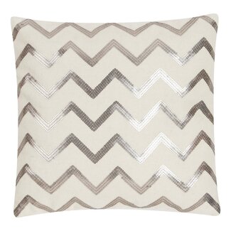 Linen & More Zigzag Sequin kussen gebroken wit 45x45cm
