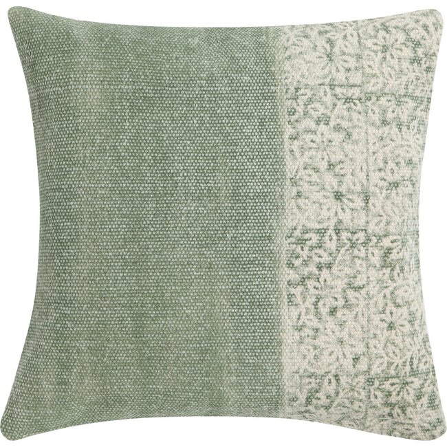 Linen & More Half Half kussen groen 45x45cm