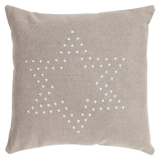 Linen & More Stud Star On Felt kussen taupe 43x43cm