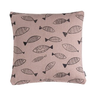 Linen & More Fishes kussen Taupe zwart 45x45cm
