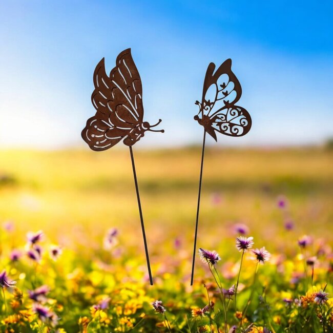 Dream-Garden Tuinstekers roest vlinder set van 2