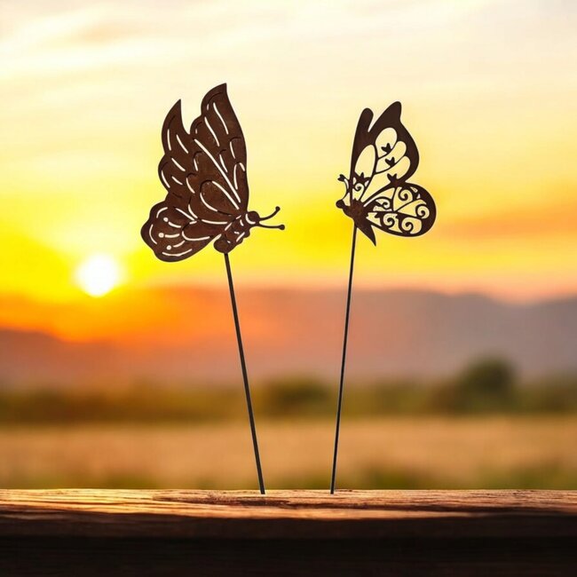 Dream-Garden Tuinstekers roest vlinder set van 2