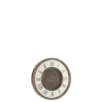 J-Line Klok Romeinse cijfers Spiegel Mdf Antiek Goud Klein