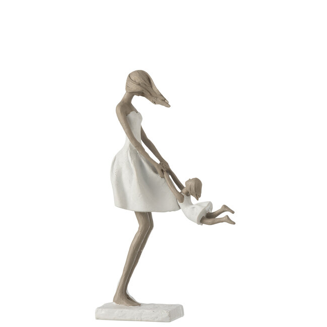 J-Line Moeder speelt met dochter Poly Wit/Taupe