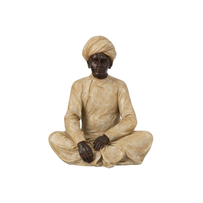 J-Line Indiase figuur zittend poly beige/bruin groot