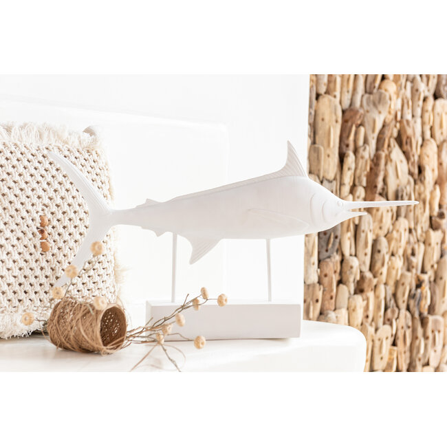 J-Line Zwaardvis op voet Poly Wit