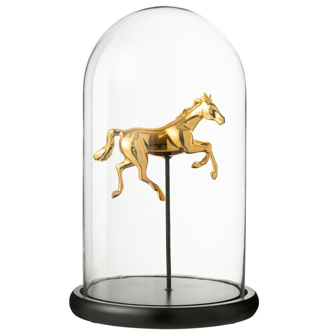 J-Line Decoratieve stolp paard glas goudkleurig/zwart groot