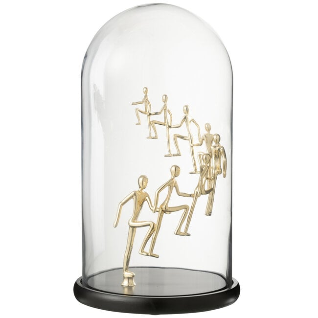J-Line Decoratieve stolp met klimmende mensen van glas, goudkleurig/zwart