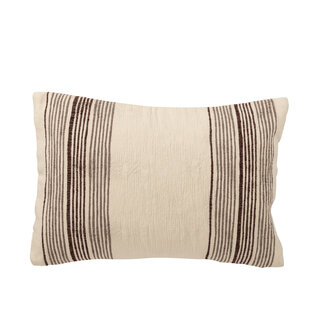 J-Line Kussen Rechthoek Gestreept Katoen Ecru/Donkerbruin