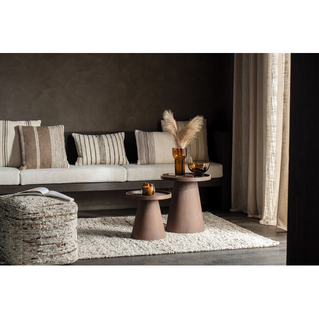 J-Line Kussen Rechthoek Gestreept Katoen Ecru/Donkerbruin